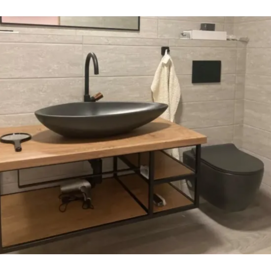 Επικαθήμενος Νιπτήρας Πορσελάνης 74x38cm Cerastyle Olive  071307-97 Μαύρο Ματ